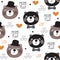 Seamless mister teddy bear pattern vector illustration