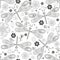 Seamless monochromatic pattern with gragonflies