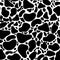 Seamless monochromatic pattern made of rounded black shapes and dots. Animal skin, cow plaid