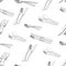 Seamless monochrome cutlery pattern with knife fork and spoon - vector . Ideal for wrapping paper, textile, wallpapers and kitche