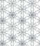 Seamless monochrome kaleidoscopic floral pattern, black and white repeated flower elements, graphic design for