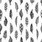 Seamless monochrome pattern of feathers-03