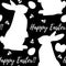 Seamless monochrome pattern with rabbits Easter day silhouette.