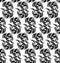 Seamless monochrome pattern with stylized dragons