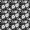 Seamless monochrome pattern with wild rose