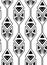 Seamless monochrome retro pattern with contour geometric flowers in a row. Trendy vector black outline floral texture from 70s