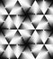 Seamless Monochrome Triangle Pattern of Expanding Waves Intersect in the Center. Optical Volume Effect