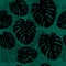 Seamless monstera palm leaves silhouettes pattern