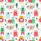 Seamless monsters pattern. Kids trendy cartoon characters, funny comic strange creatures, repeated colored cute aliens