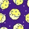 Seamless moon with smile sleeping pattern childish cartoon style illustration