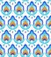 Seamless Moroccan floral tile - navy, aqua and gold