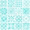 Seamless moroccan pattern. Square vintage tile. Aquamarine and white watercolor ornament painted with paint on paper. Handmade.