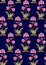 Seamless mughal floral pattern with navy background