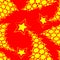 Seamless multilayer pattern of yellow New Year and Christmas trees in the lights on a red background