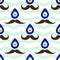 Seamless mustache pattern with evil eye bead