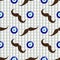 Seamless mustache pattern with evil eye bead