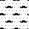 Seamless mustache pattern on polka dots background