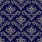 Seamless navy blue Wallpaper with damask Ornament for design