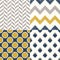 Seamless navy and yellow geometric textile background pattern for home interior design
