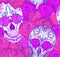 Seamless neon texture with sugar skulls and roses. The day of the Dead. Vector festive pattern