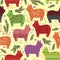 Seamless new year pattern with stylized pigs and fir branches