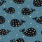 Seamless night pattern with whales and stars.