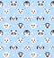 Seamless nursery pattern with cute animals faces vector print for fabric, wrapping, textile, wallpaper, apparel on blue background