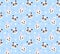 Seamless nursery pattern with cute animals faces vector print for fabric, wrapping, textile, wallpaper, apparel on blue background