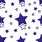 Seamless nursery pattern with deep blue stars