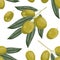 Seamless olive pattern. Tile green olive vegetable pattern.