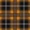 Seamless orange, black tartan - white stripes