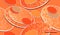 Seamless orange pattern with sequins and rounded shapes