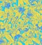 Seamless orchid and butterfly seamless pattern. Blue and yellow version. Vector illustration