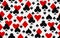 Seamless original white background from figures of symbols of card suit-clubs, tambourines, spades, hearts.
