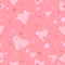 Seamless ornament of pink hearts and stars. Vector pattern for textile design, wallpaper