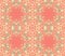 Seamless ornate hexagon pattern pastel red orange beige green