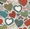 Seamless ornate pattern with hearts. Endless hand drawn cute background