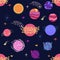 Seamless outer space ufo rocket science kids background pattern