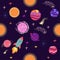 Seamless outer space ufo rocket science kids background pattern