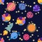 Seamless outer space ufo rocket science kids background pattern