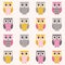Seamless owls cartoon pattern