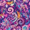 Seamless Paisley background, floral pattern. Colorful ornamental backdrop