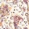 Seamless Paisley background, floral pattern. Colorful ornamental backdrop. Color wallpaper with decorative flowers