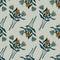 Seamless pale pattern with contoured abstract tulip bouquets. Botanic ornament in green and stone tones. Dark pastel grey
