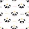 Seamless panda princess pattern.