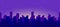 Seamless panorama of the night city landscape with a rising moon and stars. Vector endless horizontal illustration