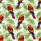 Seamless, Parrot and Leaves