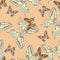 Seamless pastel butterfly pattern wallpaper