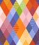 Seamless patchwork pattern from colorful rhombuses patches. Bright multicolor vector illustration