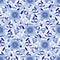 Seamless patchwork tile in blue and white colors. Vintage multicolor pattern in Spanish style.